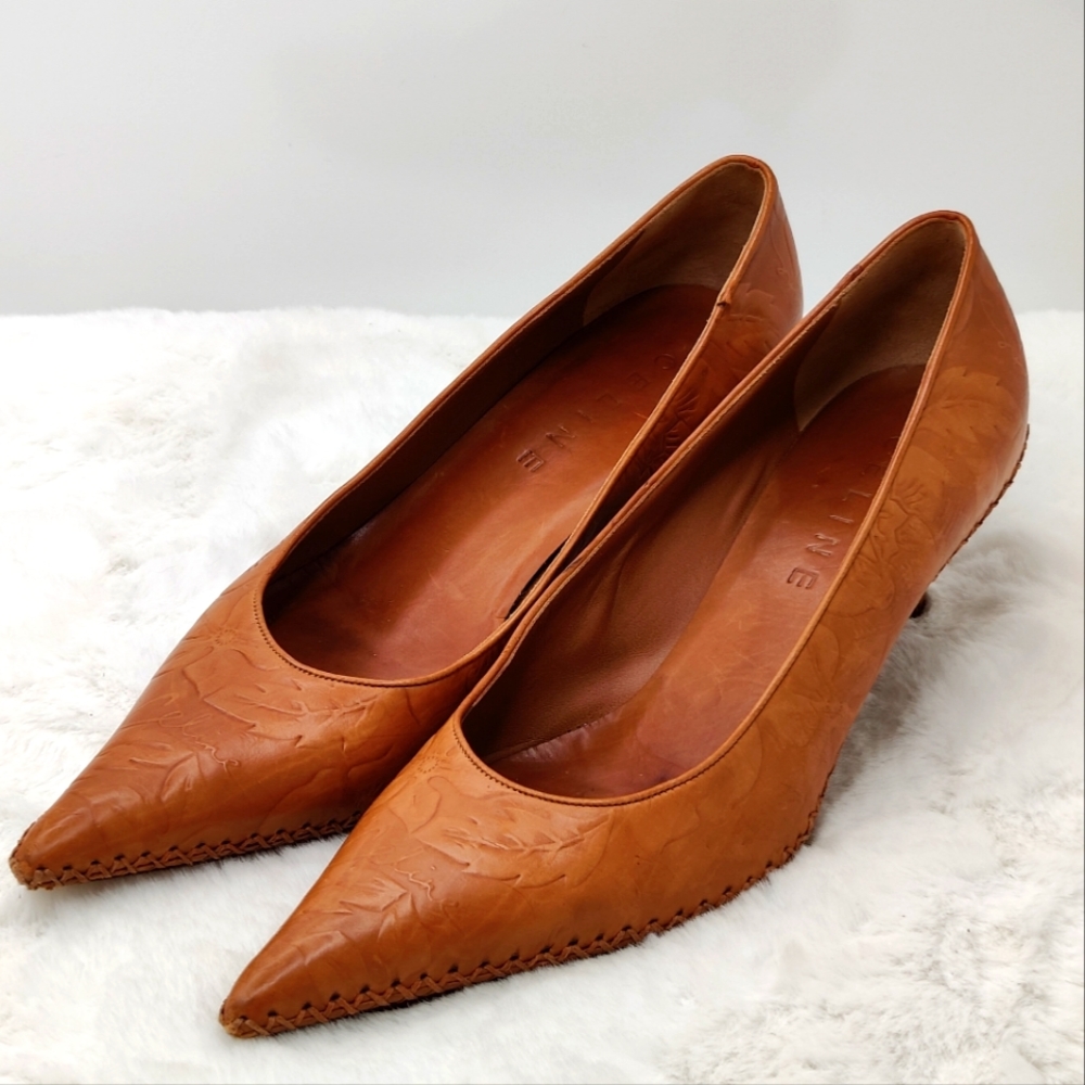 Vintage Y2K Celine floral leatherwork pumps sz 10